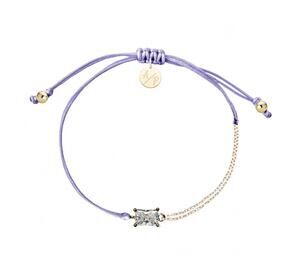 NEW ADRIANA PAPPAS women's cz emerald cut bracelet on colored cord in lavender